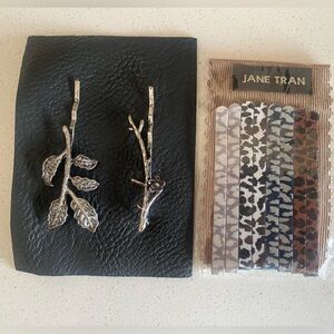 Jane Tran Animal Print Bobby Pins (Hair Clips) +  Silver Leaf/Branch Hair Pins